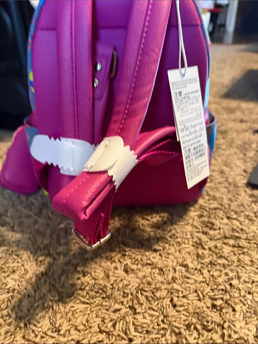 Disney Parks Loungefly Lizzie Pattern Mini Backpack - Blue with Pink Accents - Picture 2 of 3